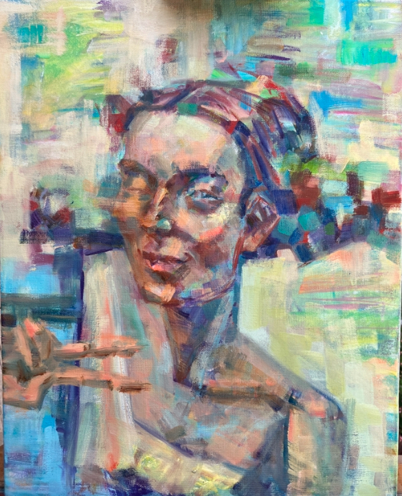 Blå portræt kunstner Xenia Michaelsen