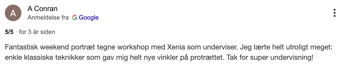 Anmeldelse-portrætworkshop Xenia Michaelsen